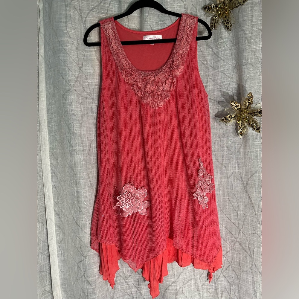 Pretty Angel Asymmetrical Dress in Coral Pink